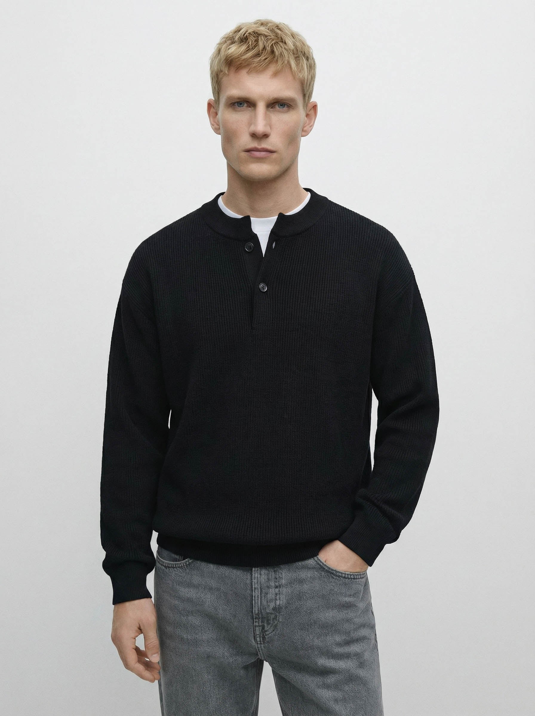 Mayfairloom Nomad Knit Henley Sweater in cozy, textured knit with a henley neckline, perfect for casual wear.