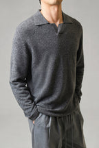Mayfairloom Silk-Core V-Neck Cashmere Sweater, soft and luxurious in a classic V-neck design, shown in a cozy knit fabric.