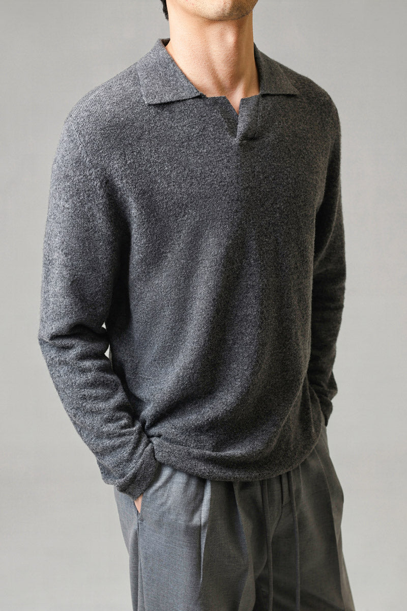 Mayfairloom Silk-Core V-Neck Cashmere Sweater, soft and luxurious in a classic V-neck design, shown in a cozy knit fabric.