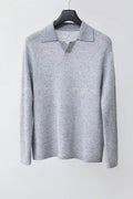 Mayfairloom Silk-Core V-Neck Cashmere Sweater displayed on a model, showcasing its soft texture and elegant V-neck design.