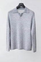 Mayfairloom Silk-Core V-Neck Cashmere Sweater displayed on a model, showcasing its soft texture and elegant V-neck design.