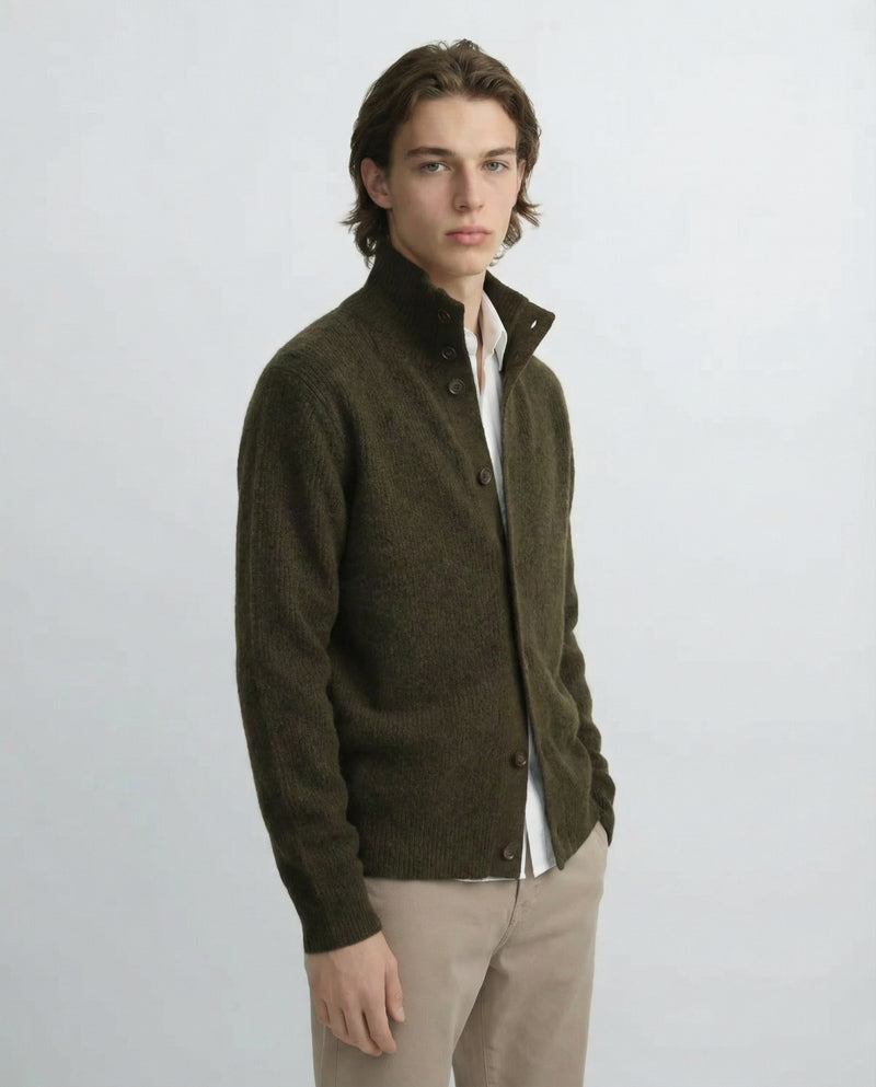 Amberleigh Stand-Collar Knit Cardigan - Mayfairloom