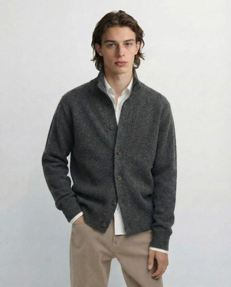 Amberleigh Stand-Collar Knit Cardigan - Mayfairloom