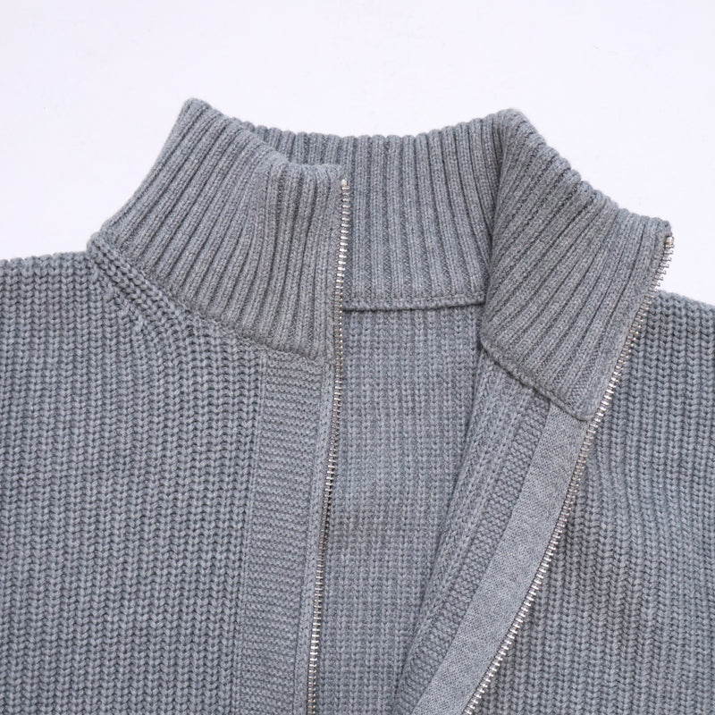 Mayfairloom Belvoir Cardigan V1 in grey, made of 100% cotton, featuring a soft knit fabric and a classic open-front design.