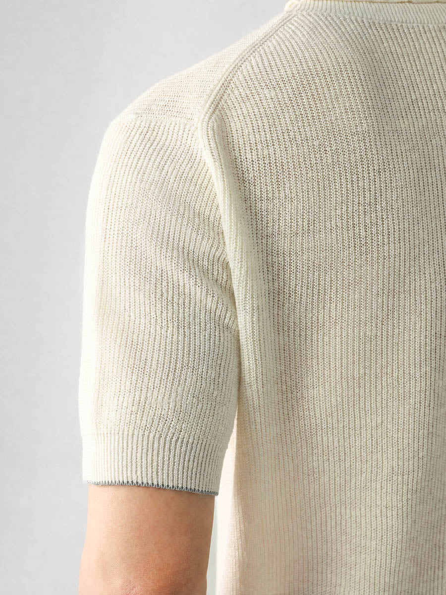 Mayfairloom Bruges Linen Knit Tee displayed flat with a soft, lightweight linen knit fabric and subtle texture.