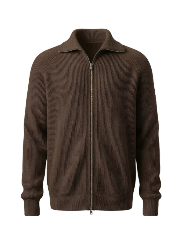 Modal High-Neck Knit Cardigan