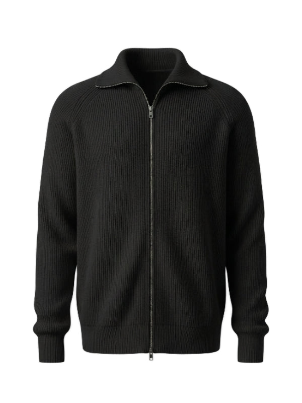 Modal High-Neck Knit Cardigan