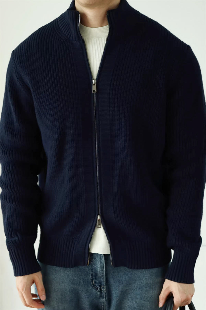 MayfairLoom Belvoir Aura ribbed cardigan in soft knit, featuring a classic fit and textured design for timeless style.