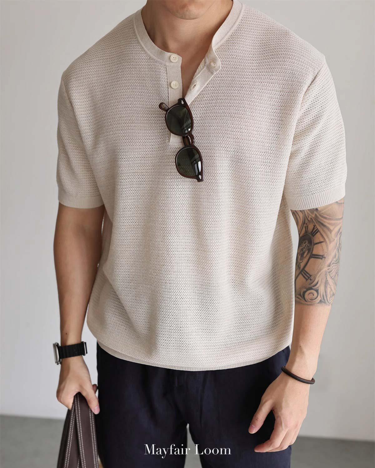Italian Linen Blend Henley Tee