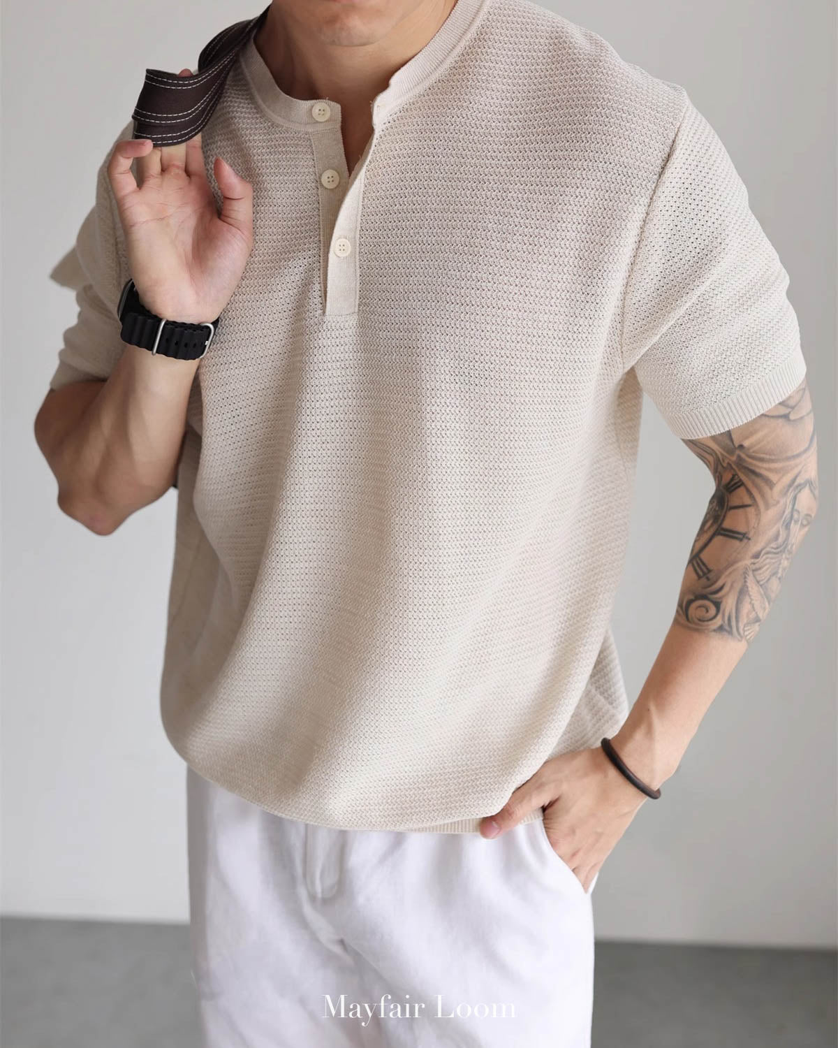 Italian Linen Blend Henley Tee