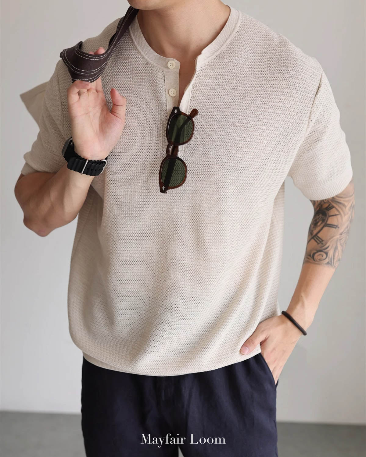Italian Linen Blend Henley Tee
