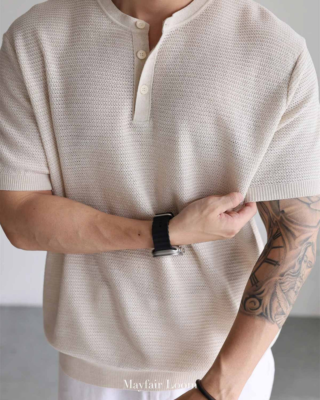 Italian Linen Blend Henley Tee
