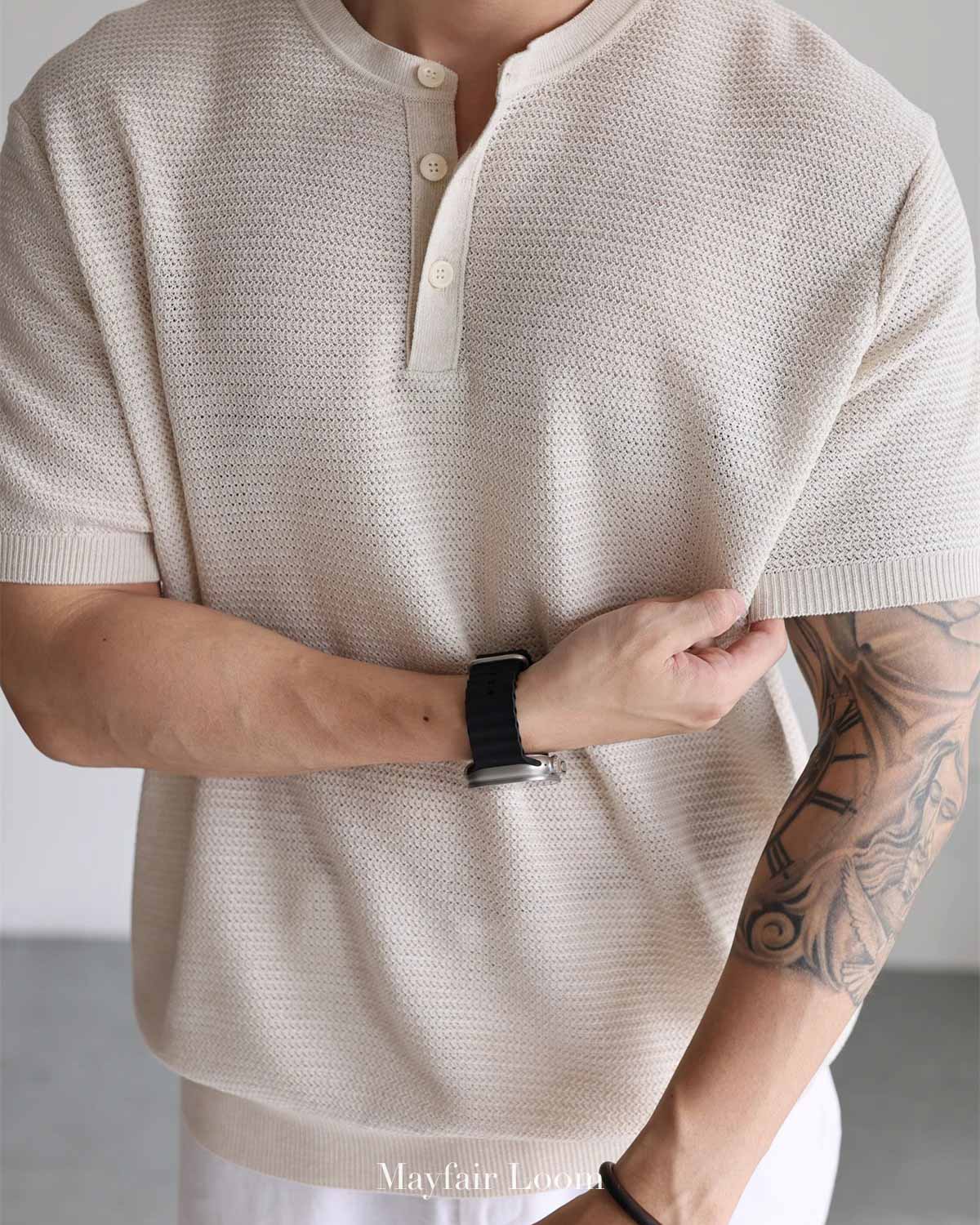 Italian Linen Blend Henley Tee
