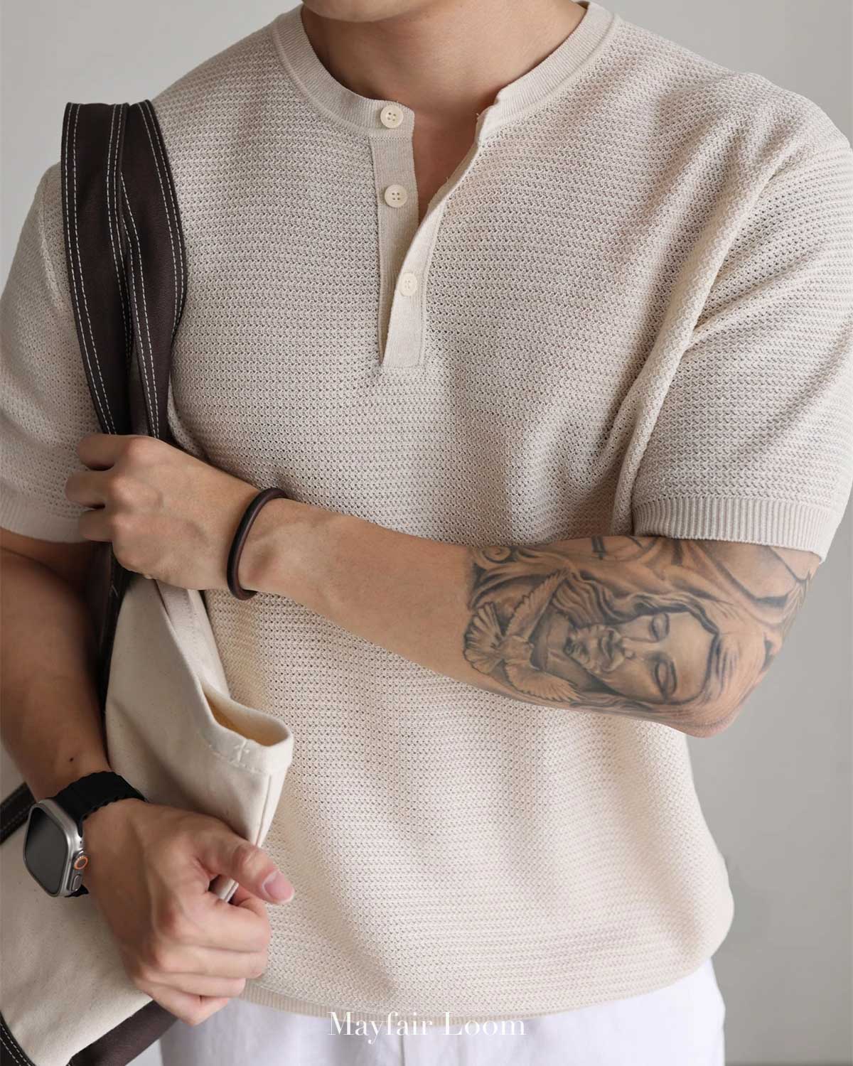 Italian Linen Blend Henley Tee