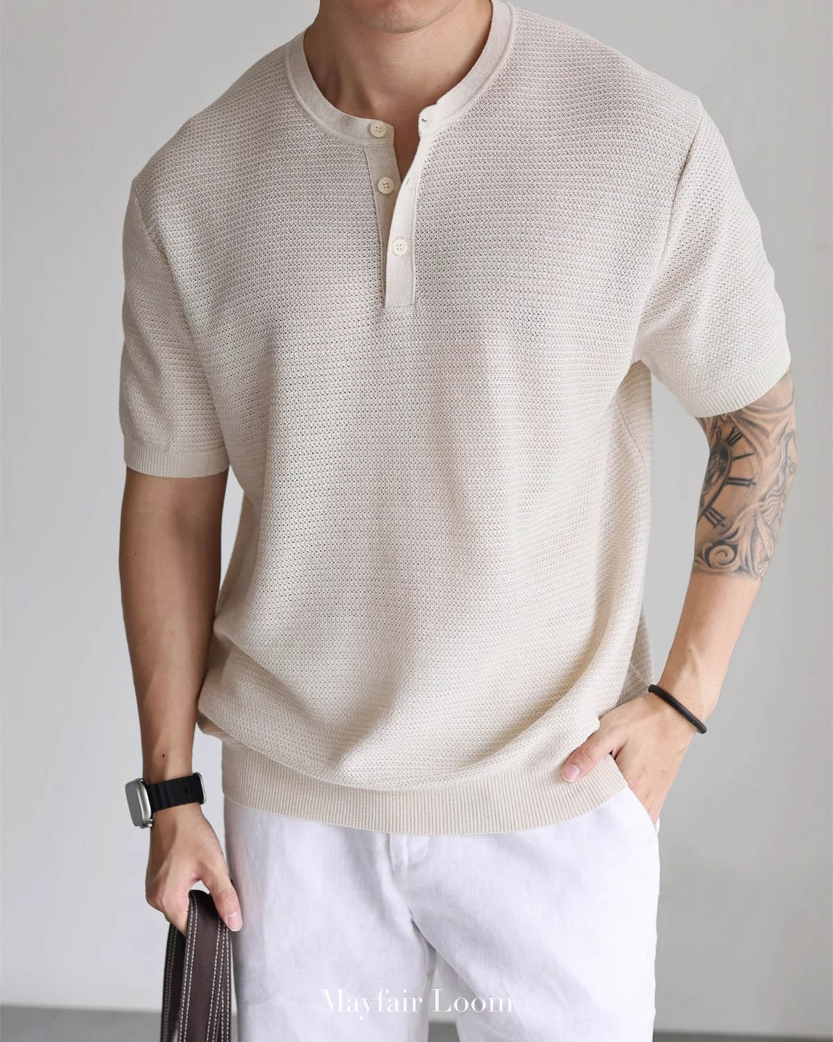 Italian Linen Blend Henley Tee
