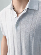 Mayfairloom Parthenon Hemp Knit Polo shirt in beige, featuring a classic collar and button closure, displayed on a neutral background.