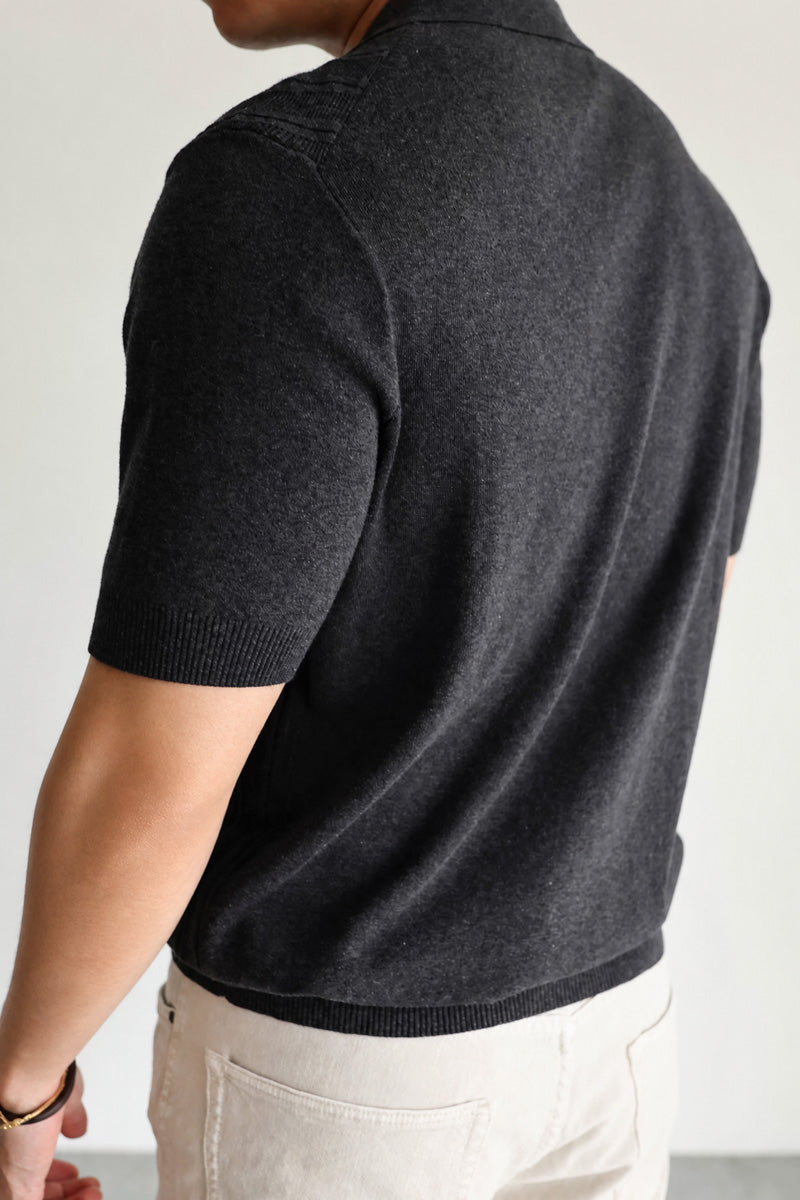 Mayfairloom Marlow Knit Polo shirt in a close-up view showcasing the textured knit fabric and classic polo collar.