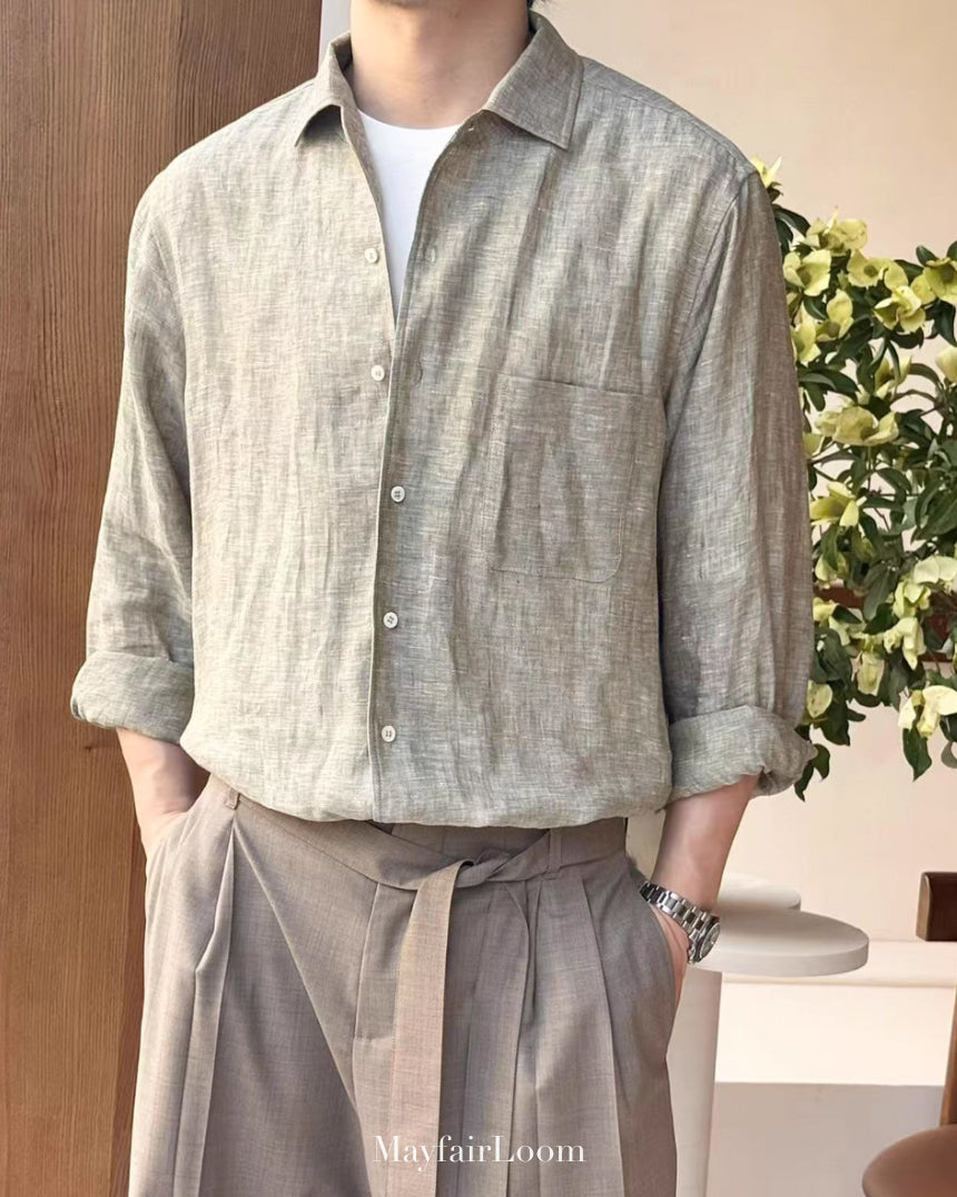 French Normandy Dew-retted 100% Linen Shirt