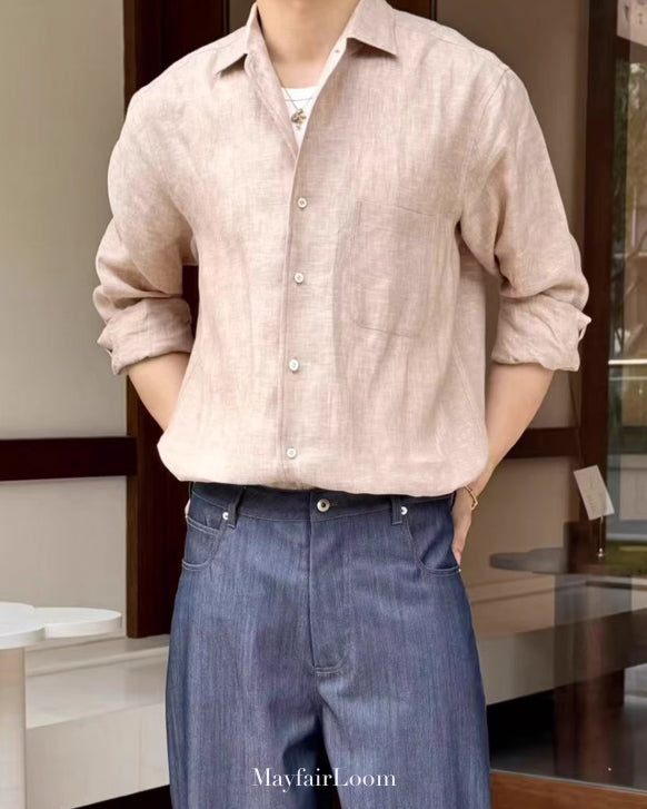 French Normandy Dew-retted 100% Linen Shirt
