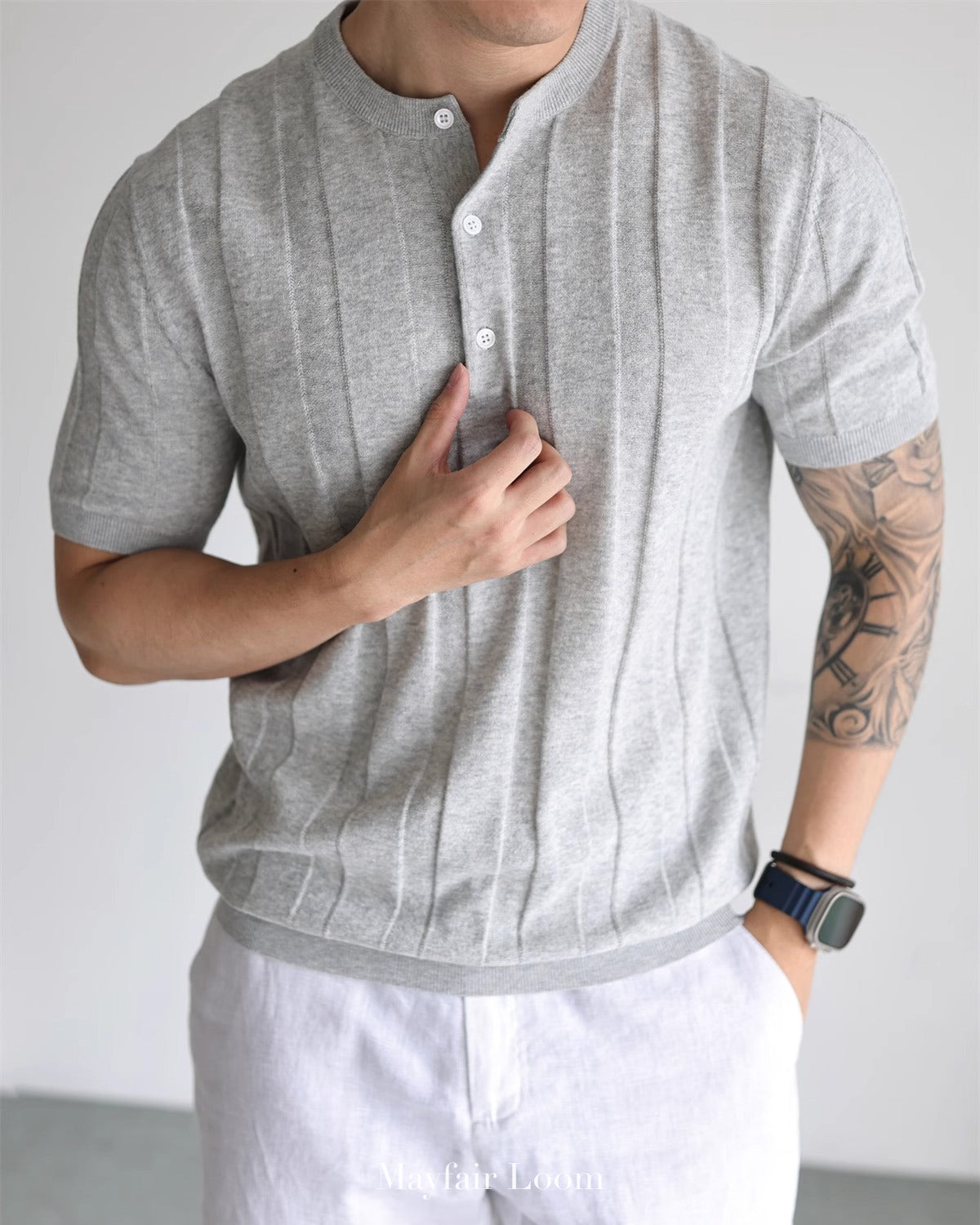 Cranleigh Knitted Henley Tee