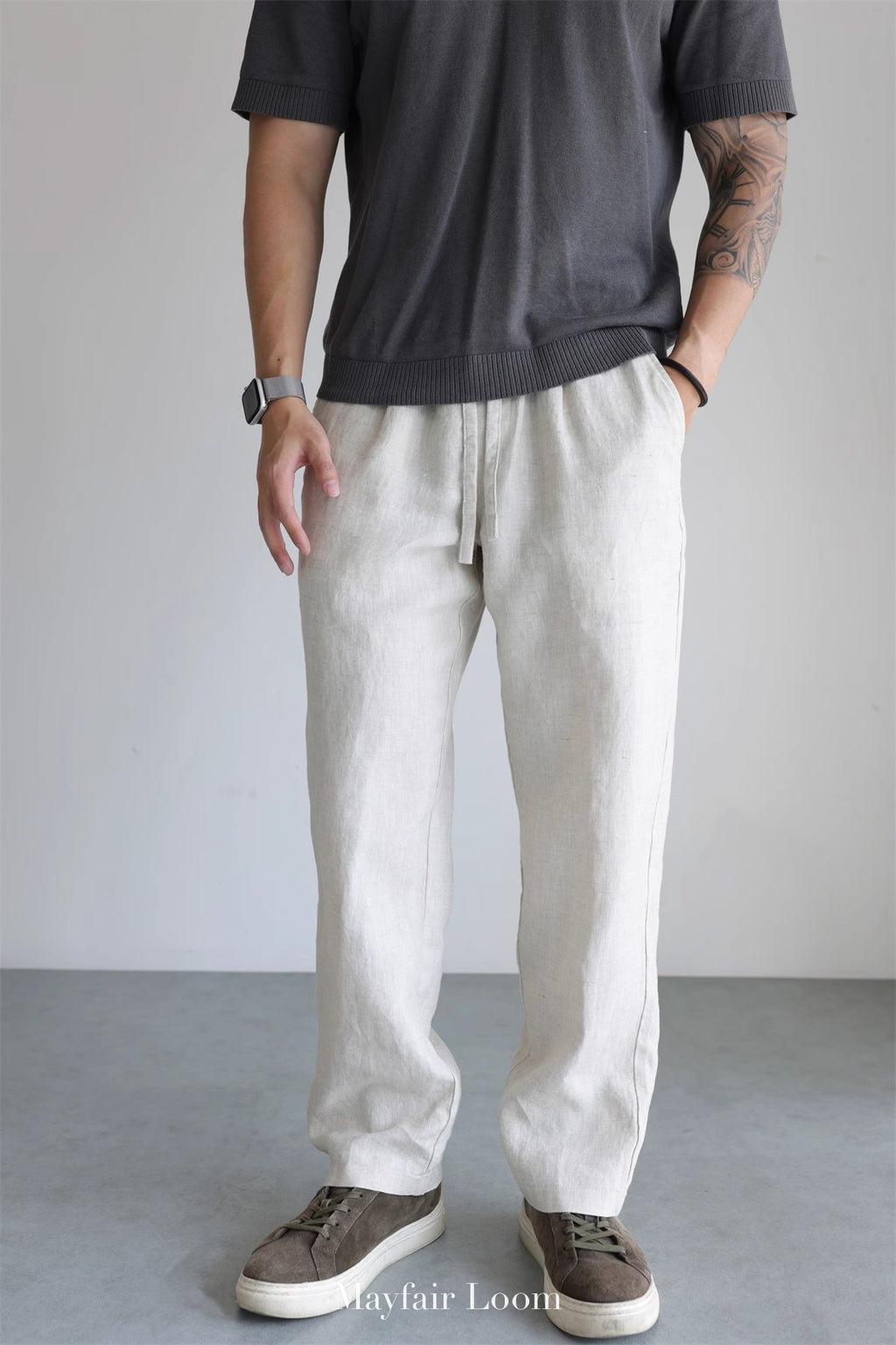 Pure Linen Drawstring Pants