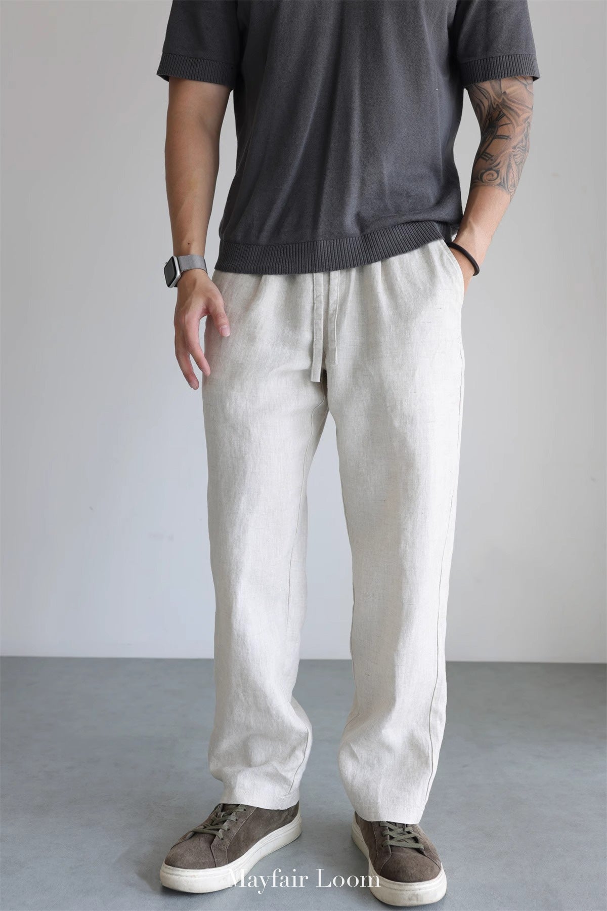 Pure Linen Drawstring Pants