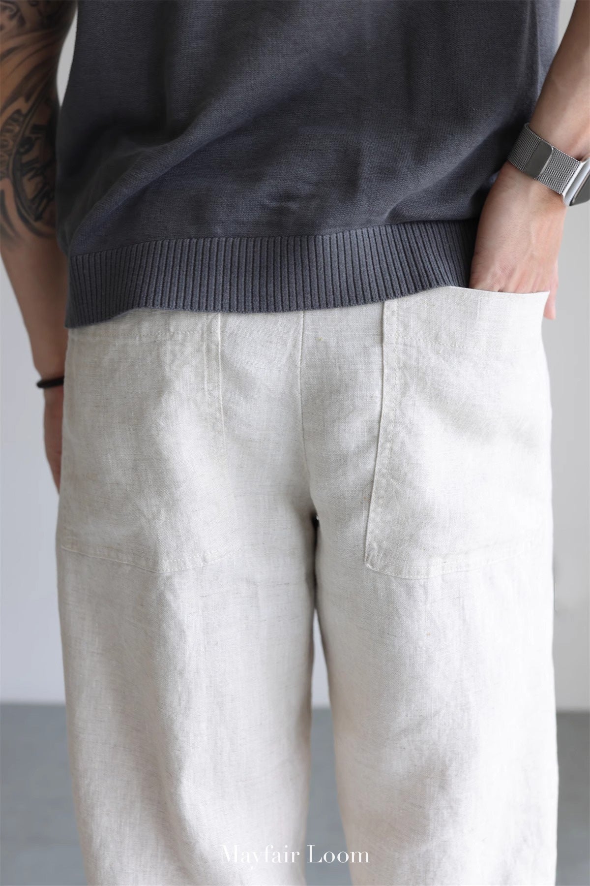 Pure Linen Drawstring Pants