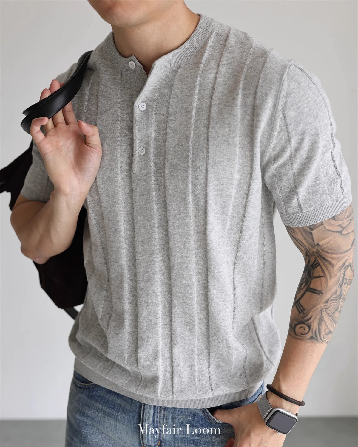Cranleigh Knitted Henley Tee