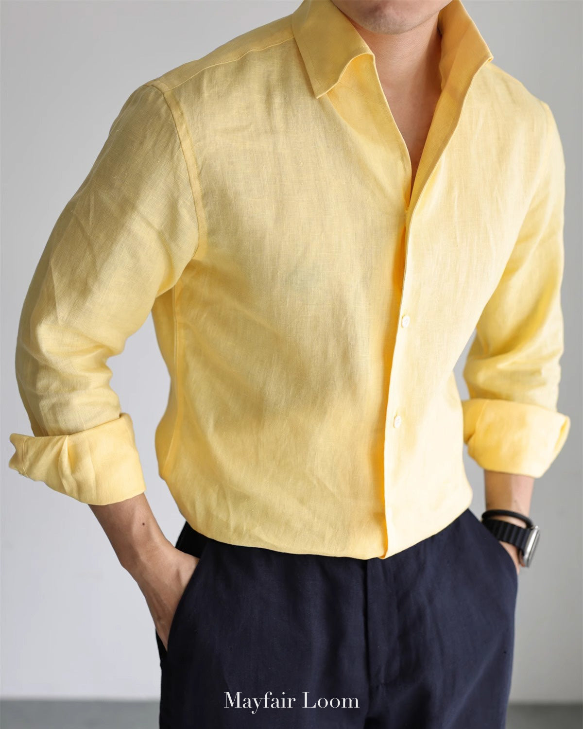 Pure Linen Anglo Italian collar shirt