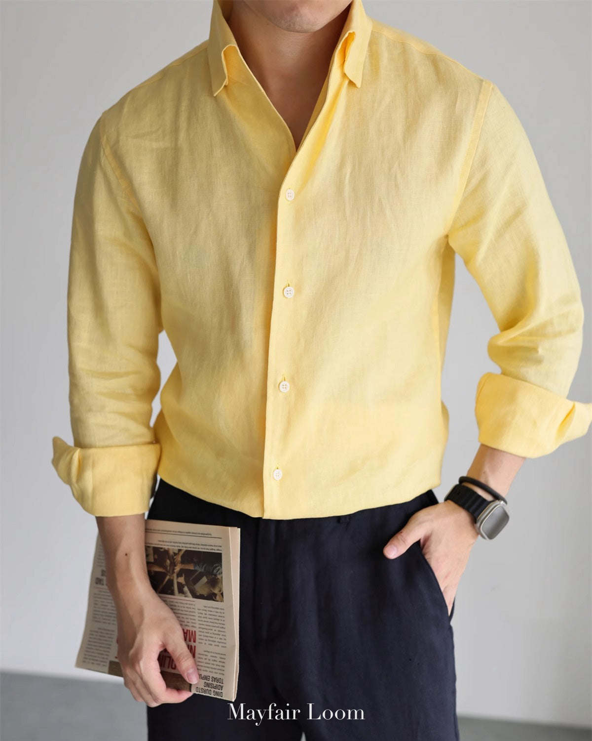 Pure Linen Anglo Italian collar shirt