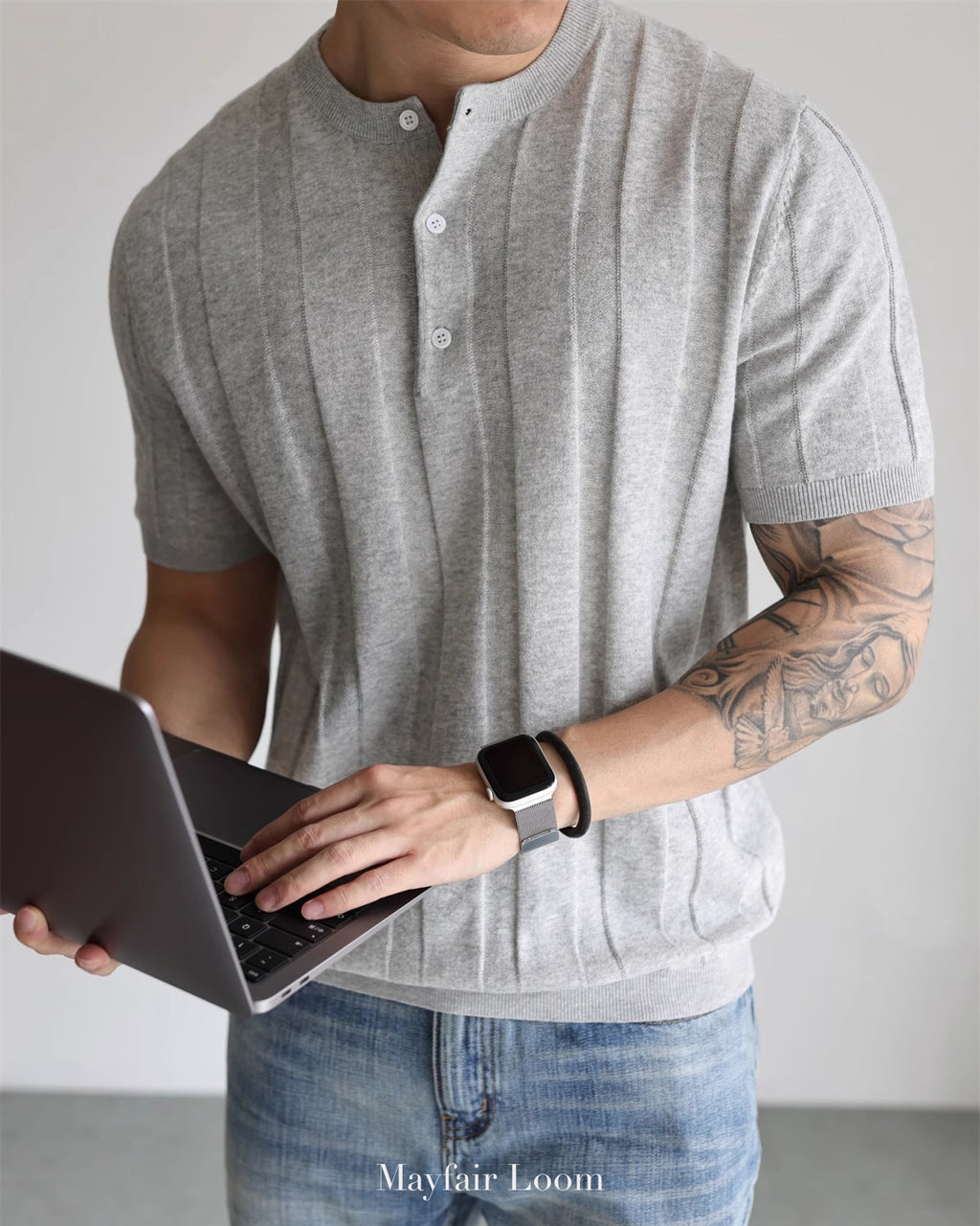 Cranleigh Knitted Henley Tee