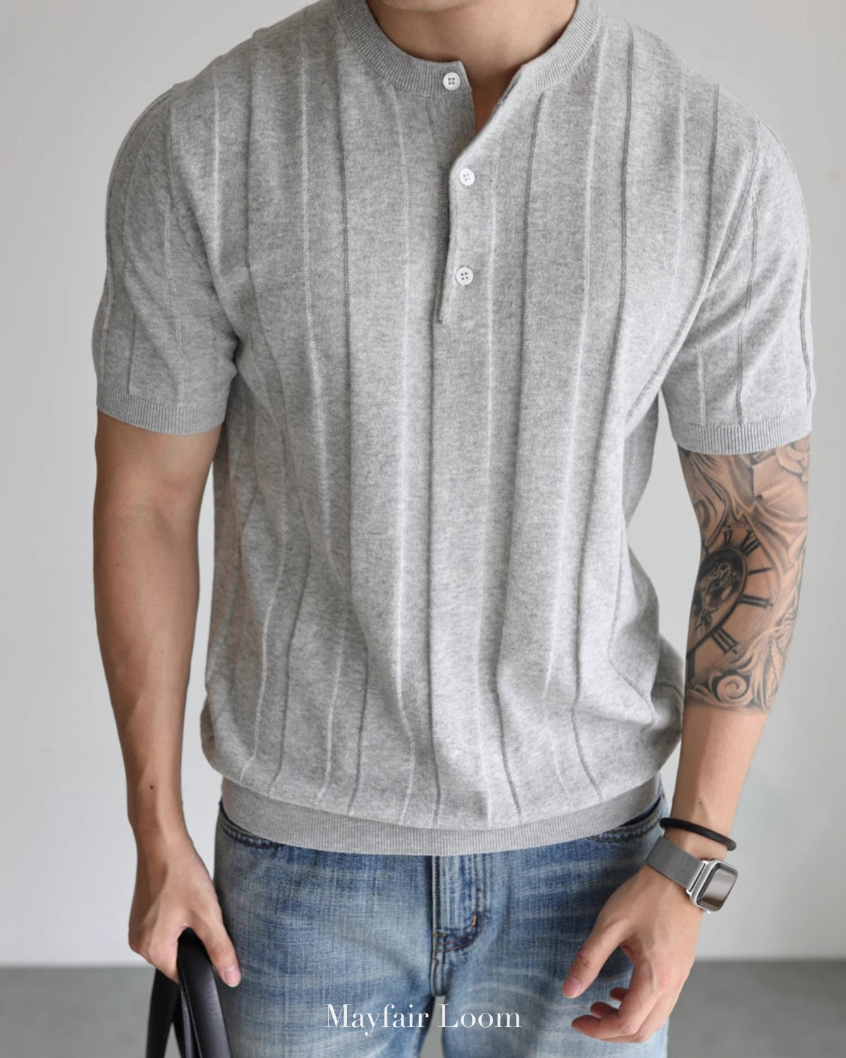 Cranleigh Knitted Henley Tee