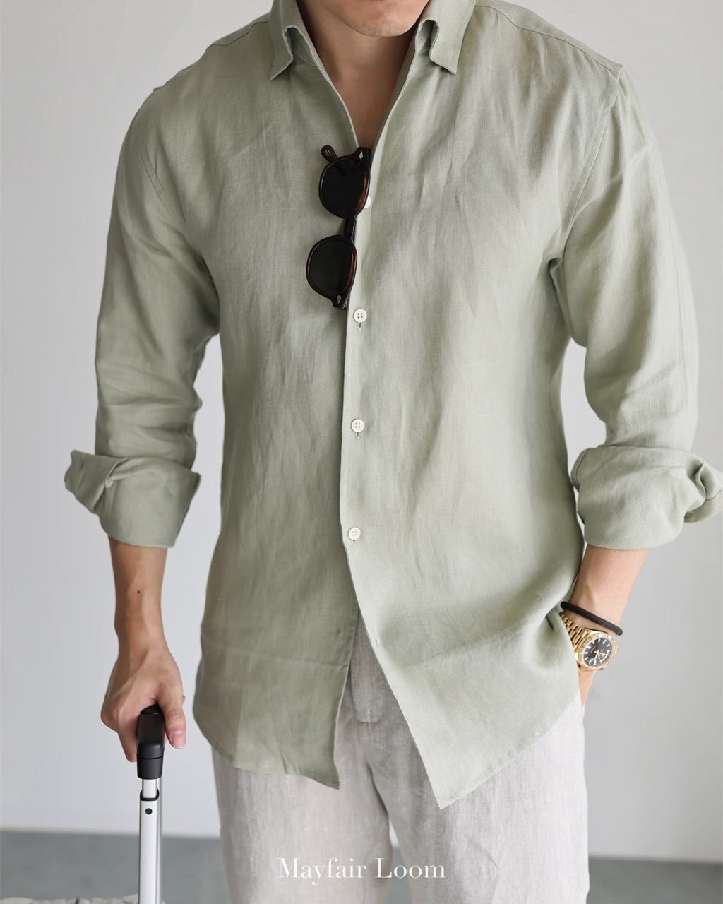 Pure Linen Anglo Italian collar shirt