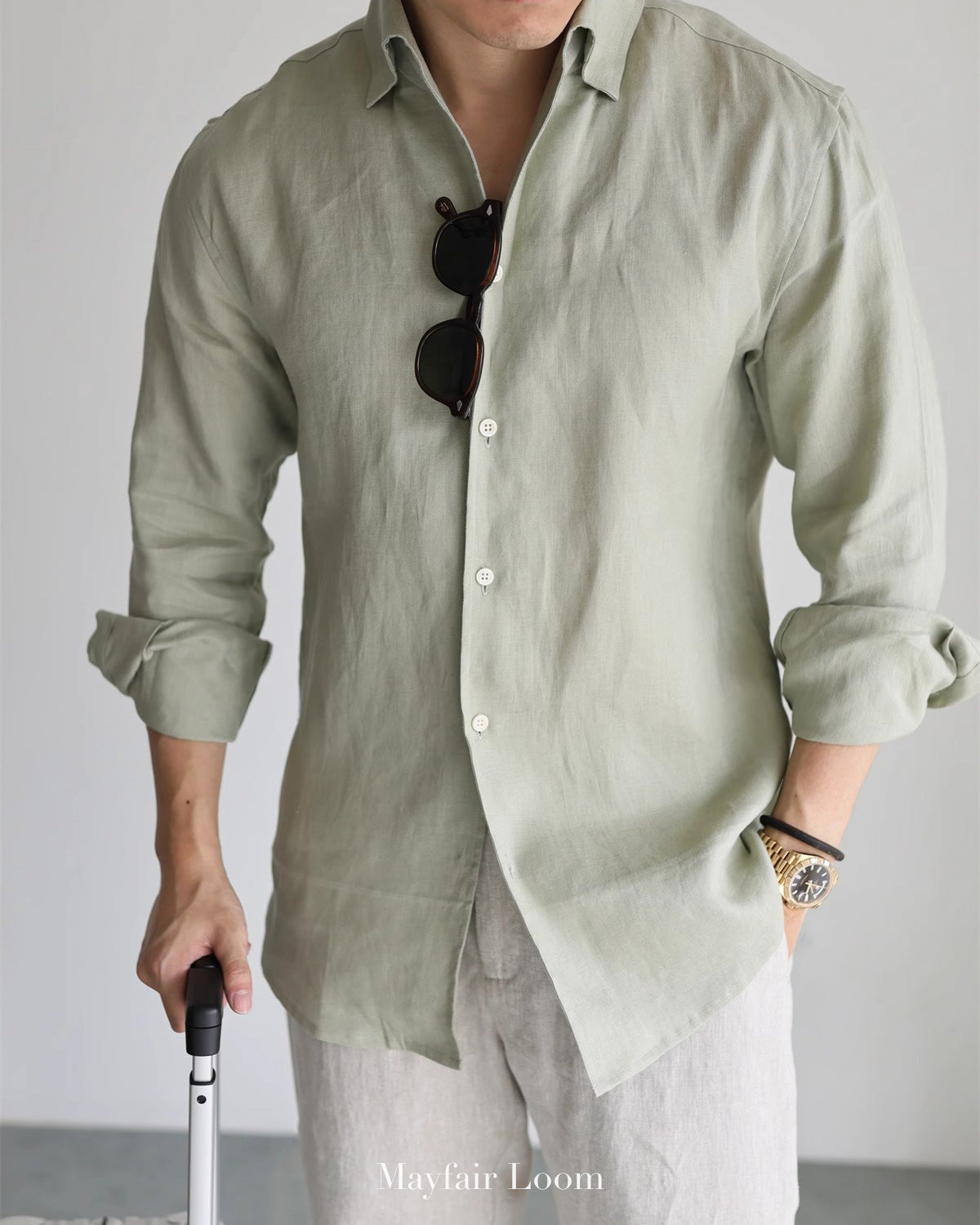 Pure Linen Anglo Italian collar shirt