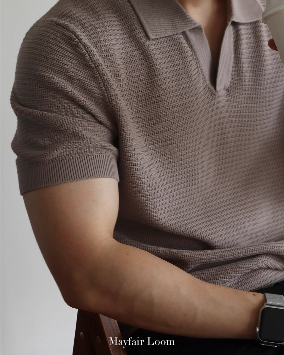 Seagull Collar Jacquard Knit Polo