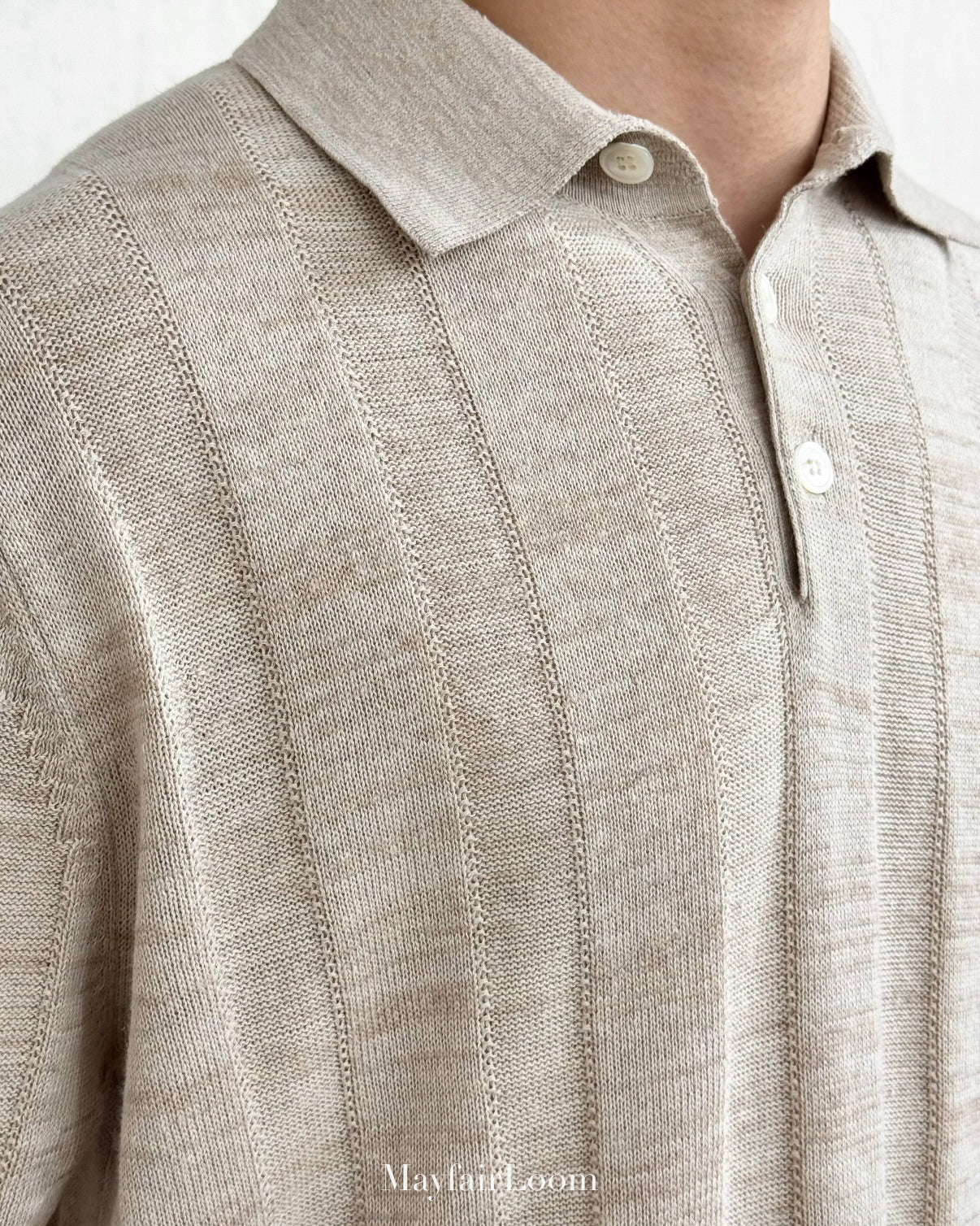 French Normandy Linen Blend Knit Polo