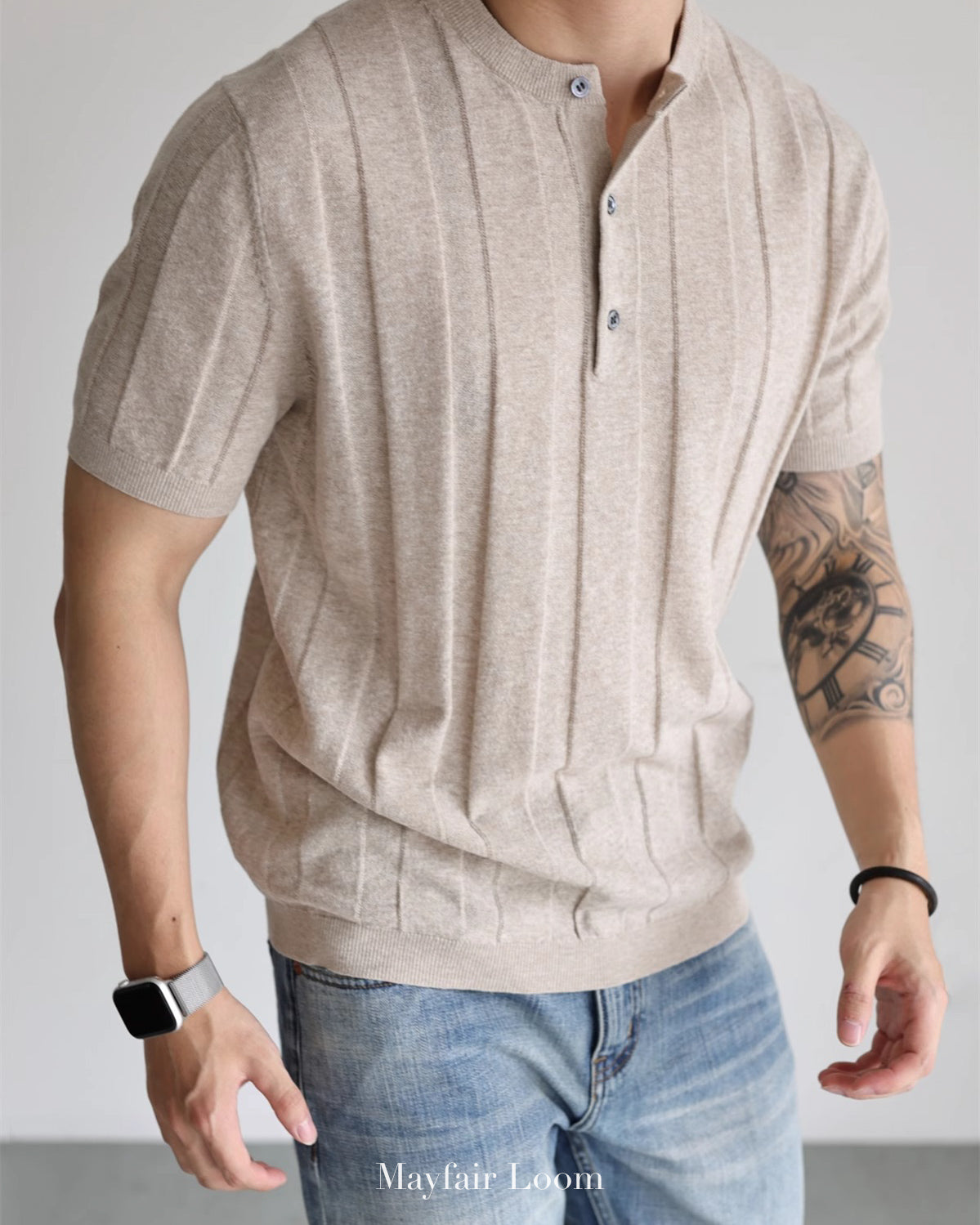 Cranleigh Knitted Henley Tee