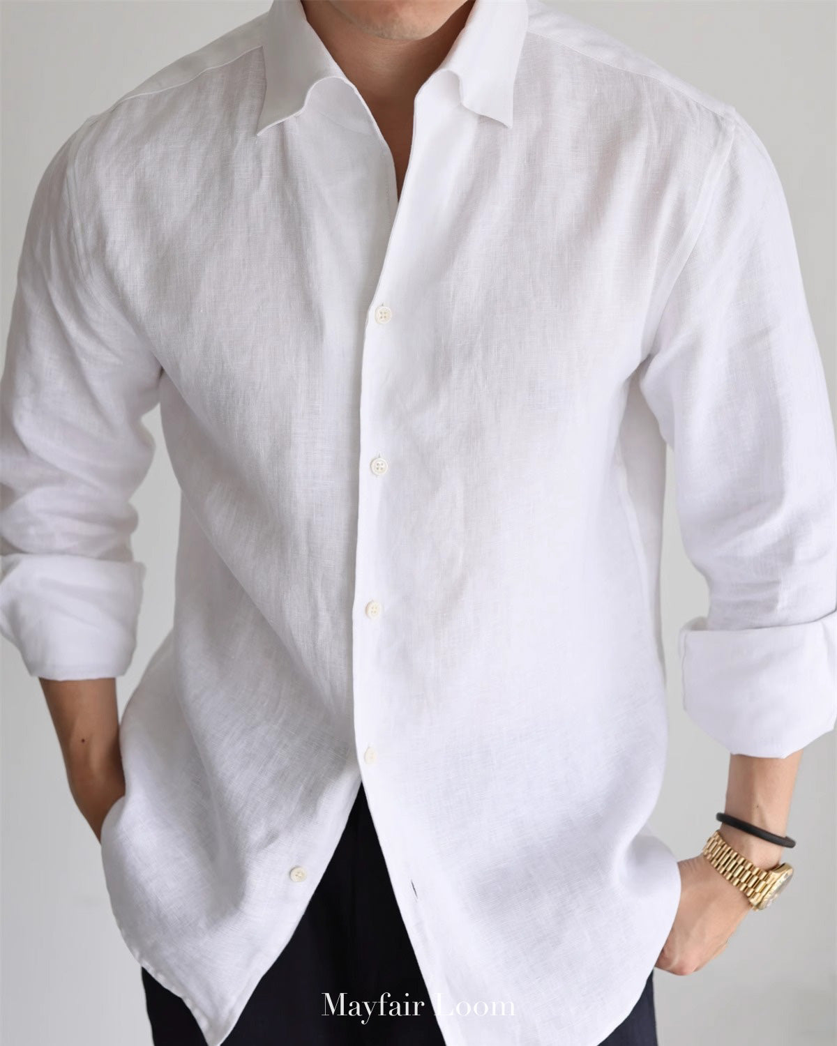 Pure Linen Anglo Italian collar shirt