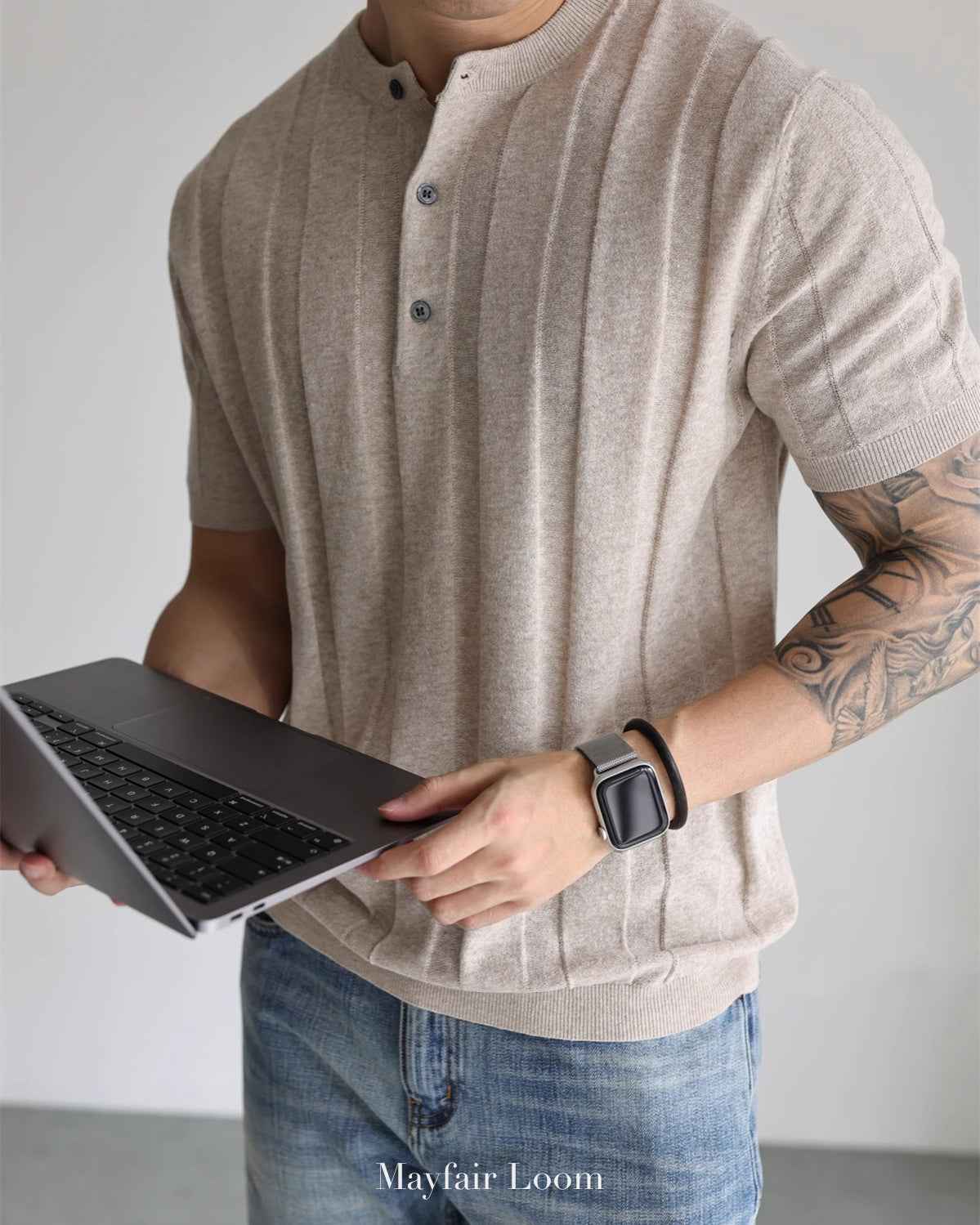 Cranleigh Knitted Henley Tee