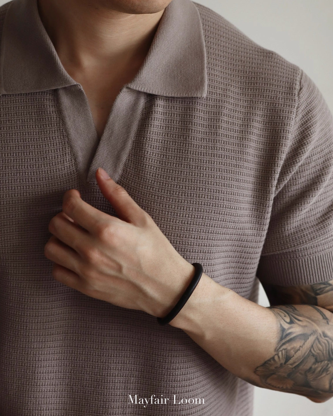 Seagull Collar Jacquard Knit Polo