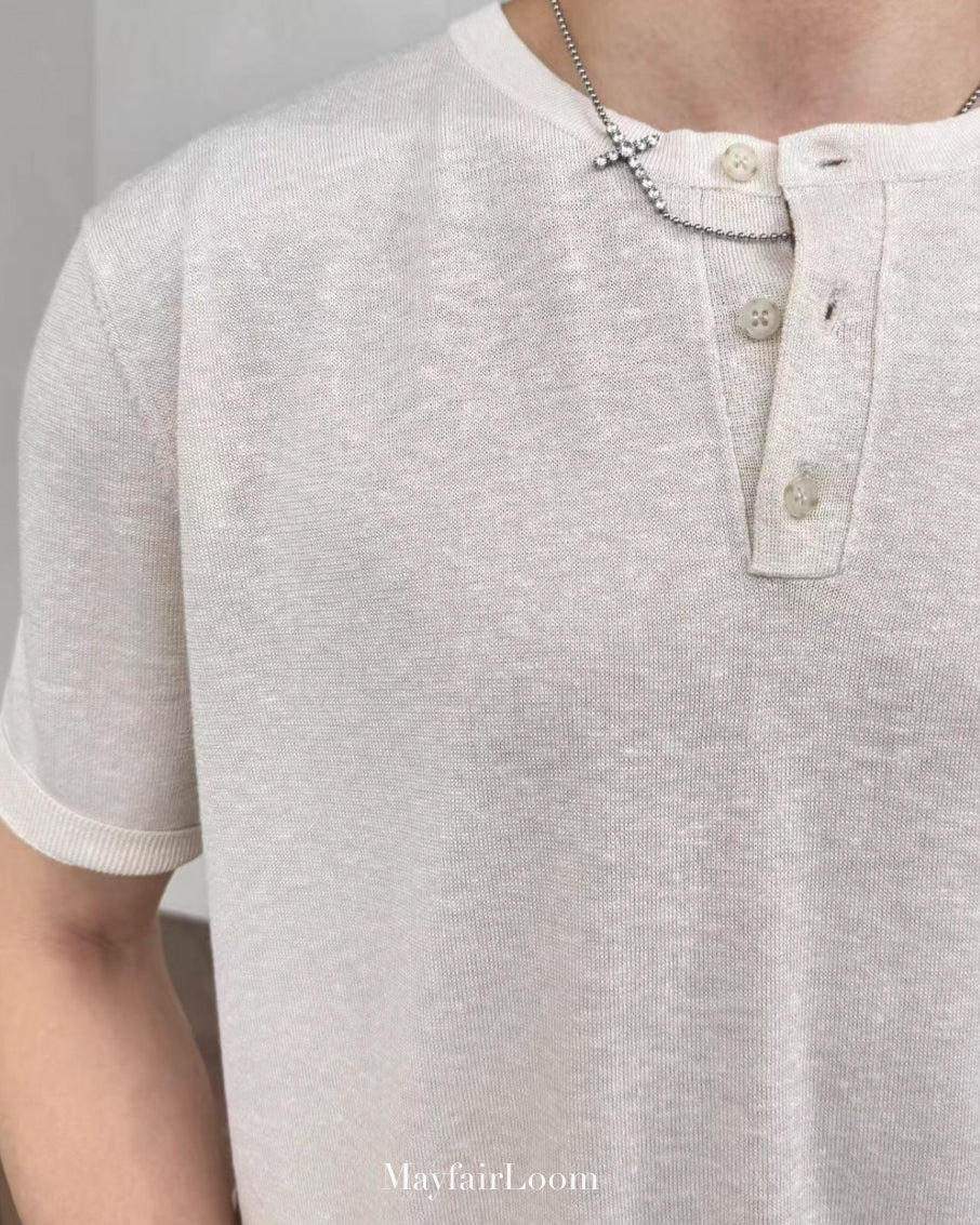 French Normandy Select Linen Henley Tee