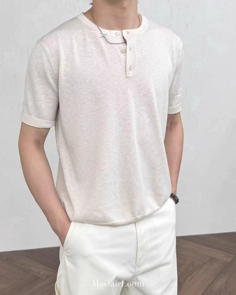 French Normandy Select Linen Henley Tee