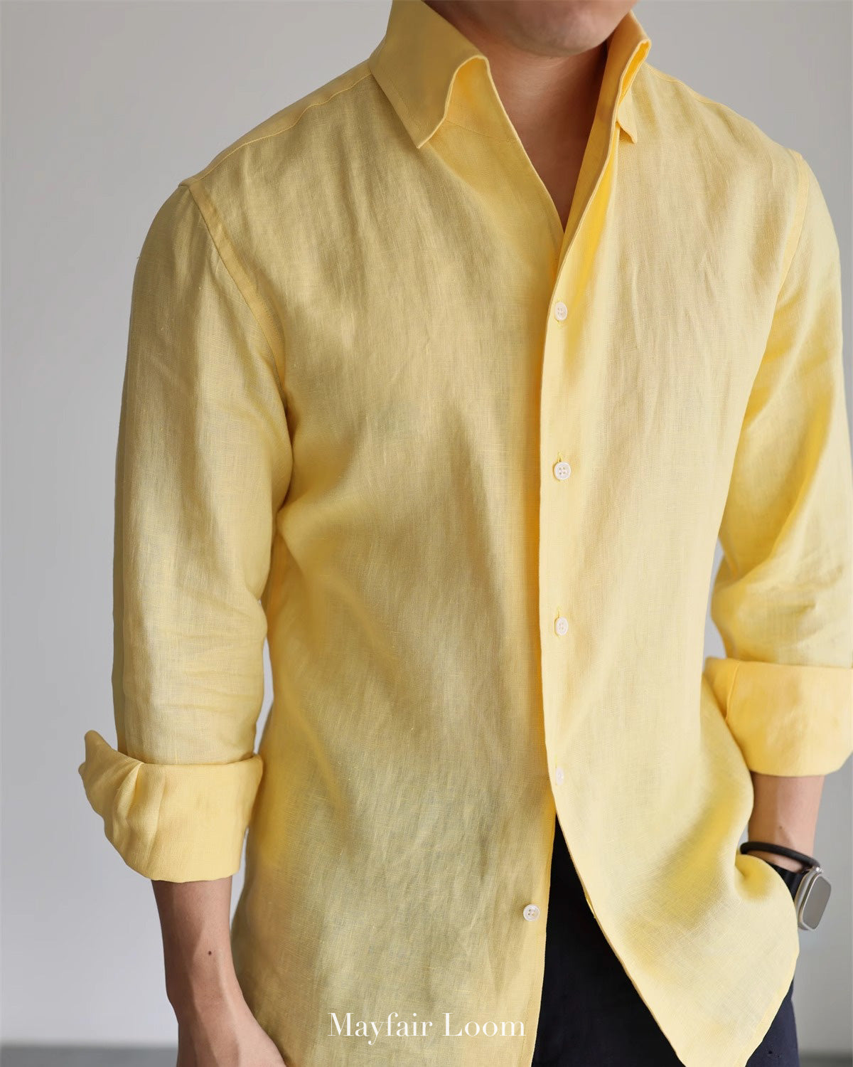 Pure Linen Anglo Italian collar shirt