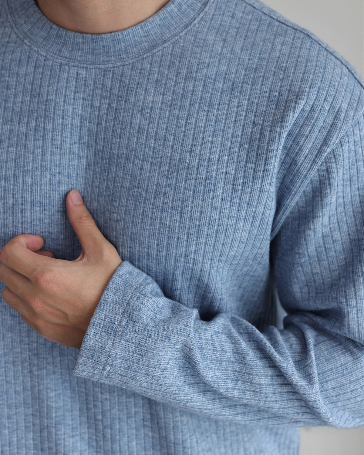 Ribbed Fleece Long Sleeve T-Shirt