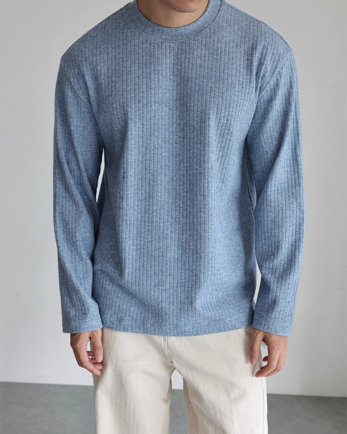 Ribbed Fleece Long Sleeve T-Shirt