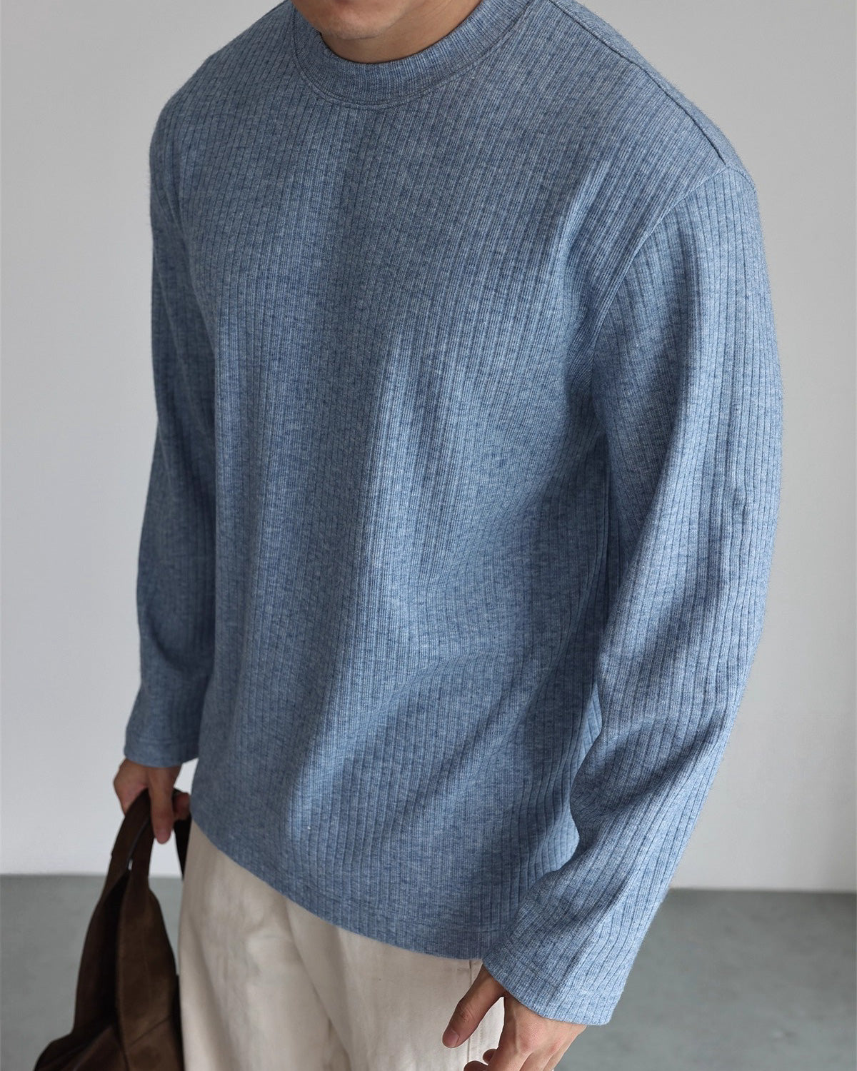 Ribbed Fleece Long Sleeve T-Shirt