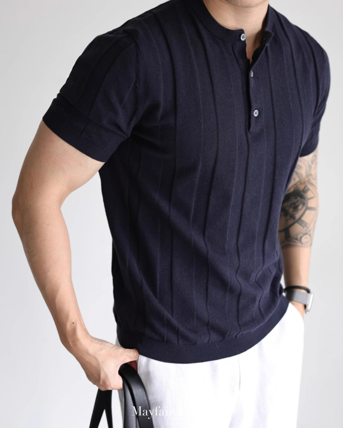 Cranleigh Knitted Henley Tee