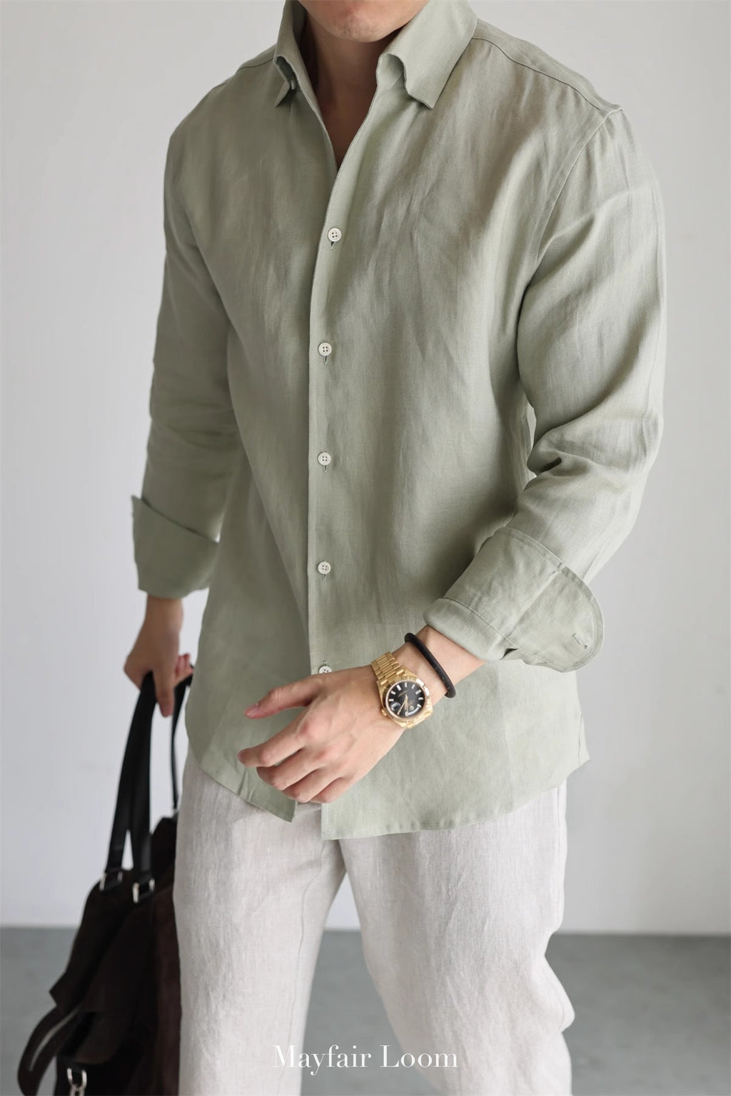 Pure Linen Anglo Italian collar shirt