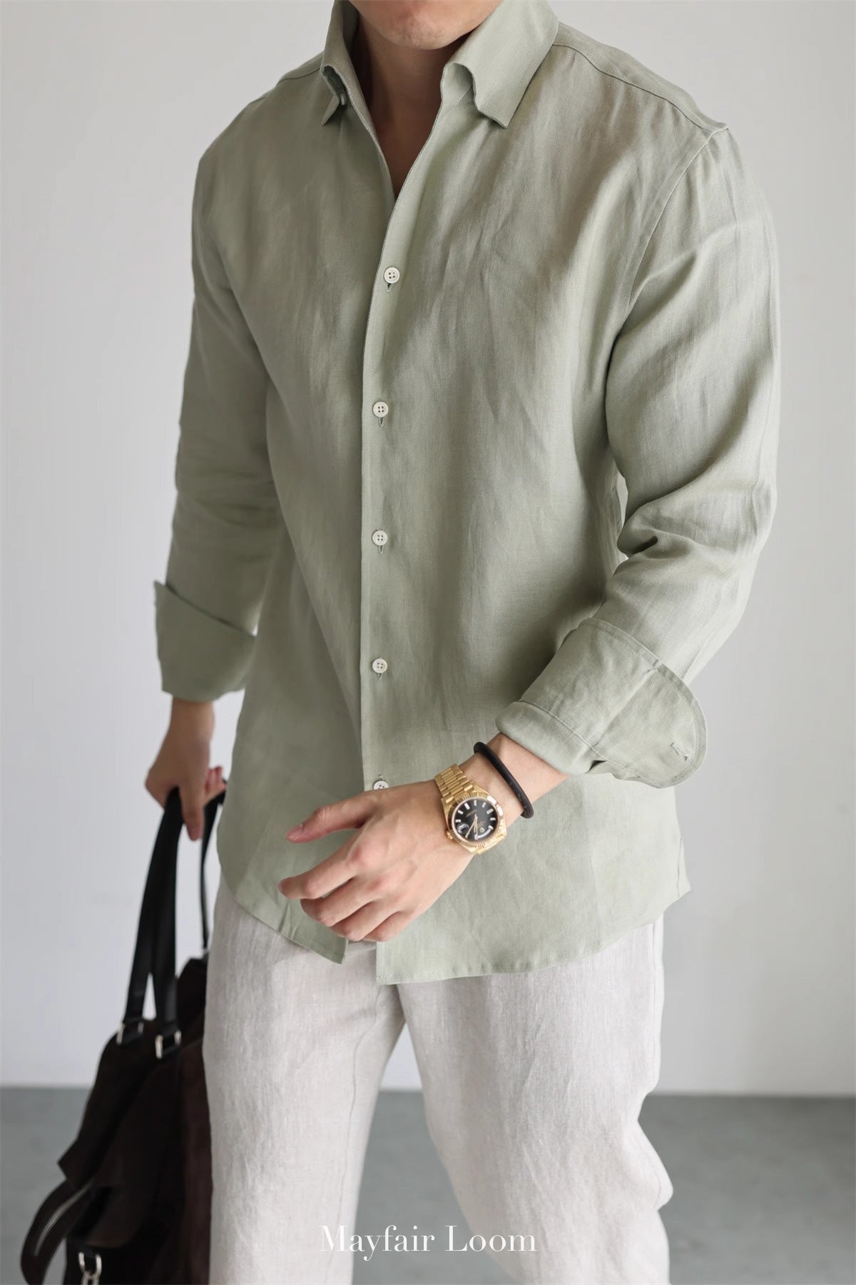 Pure Linen Anglo Italian collar shirt