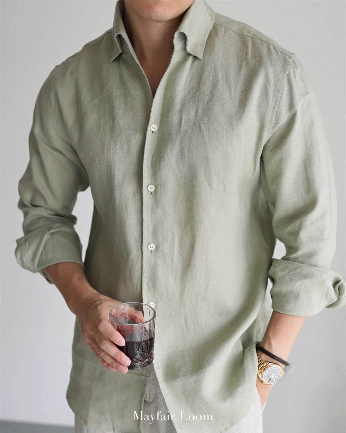 Pure Linen Anglo Italian collar shirt